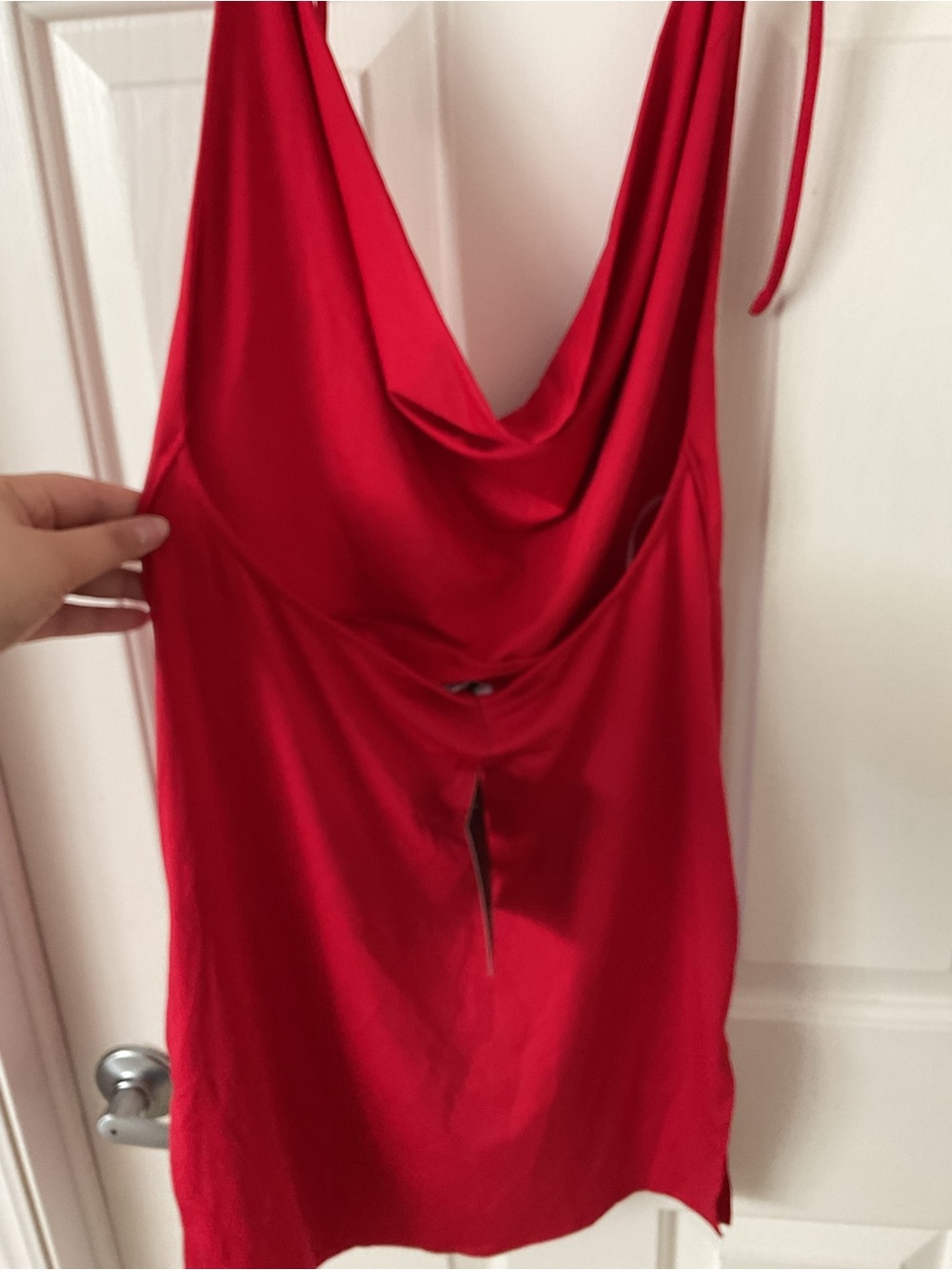 Fashion Nova Red Cowl-Halter Mini Dress - Picture 7 of 7